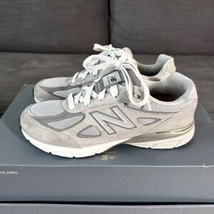 New Balance 990v4 Gray Made In USA Suede Casual Shoes Women's Size 8